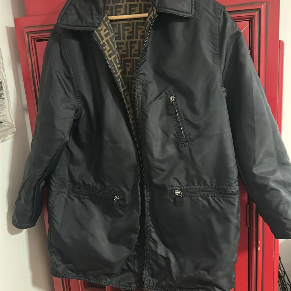 Authentic Fendi Unisex /Women’s Reversible Black and Brown Jacket - Picture 2 of 10